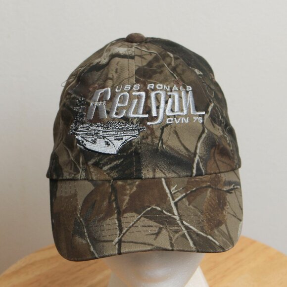 Realtree Navy Hat Mens OS Camouflage USS Ronald Reagan CVN 76 Cap - Picture 1 of 10